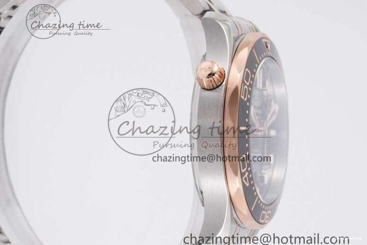 1218 UrbanChic Seamaster Diver 300M SS RG Black Ceramic Bezel JVSF 1:1 Best Edition Black Dial on SS RG Bracelet A 7786